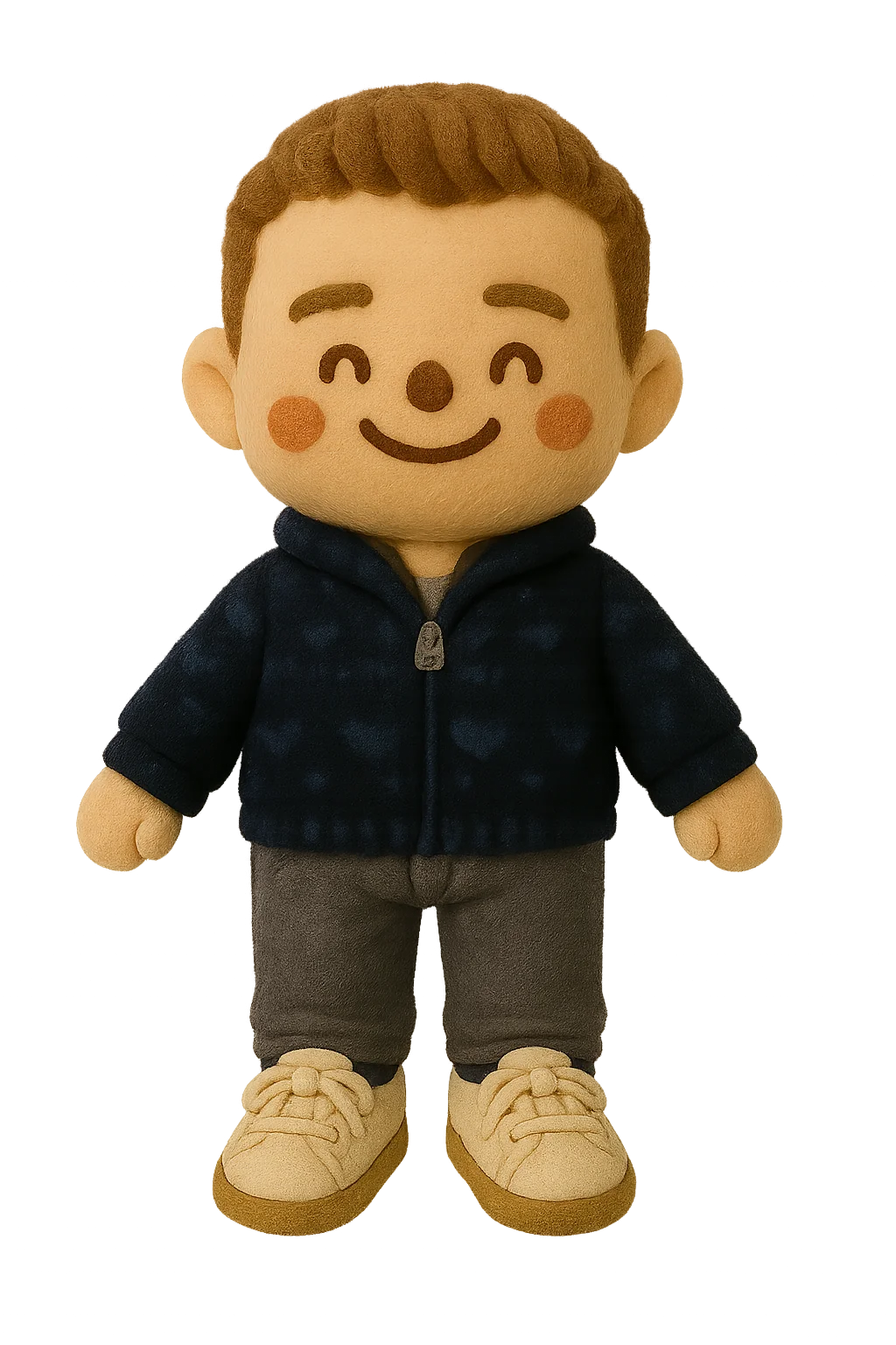 Cute boy character in blue hoodie